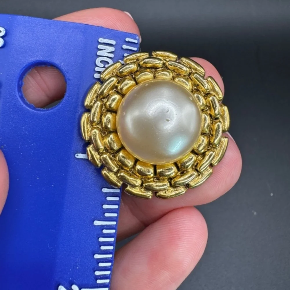 Chanel Gold-Tone Vintage Faux Pearl Clip Earrings
